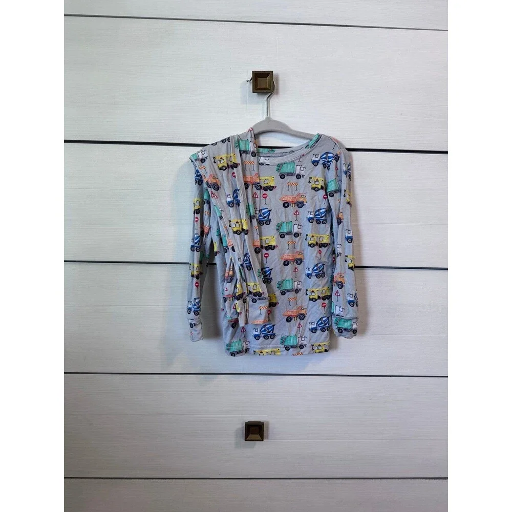 Lev Baby construction trucks bamboo pjs